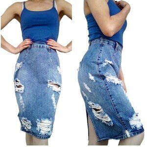 ONE X One Teaspoon Freelove Distressed Denim Jean Skirt size 26